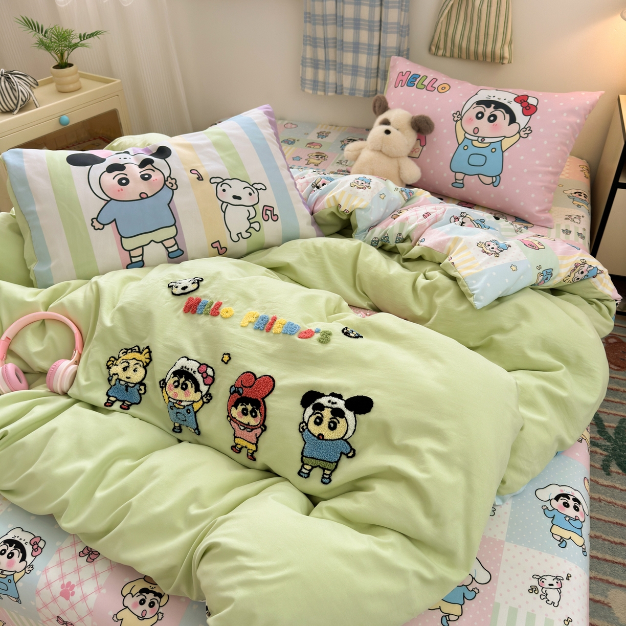 91家纺网 家纺一手货源 找家纺 一霖家纺 2025新款高克重云朵棉毛巾绣印绣四件套-小清新-第四波小清新系列 童年趣友