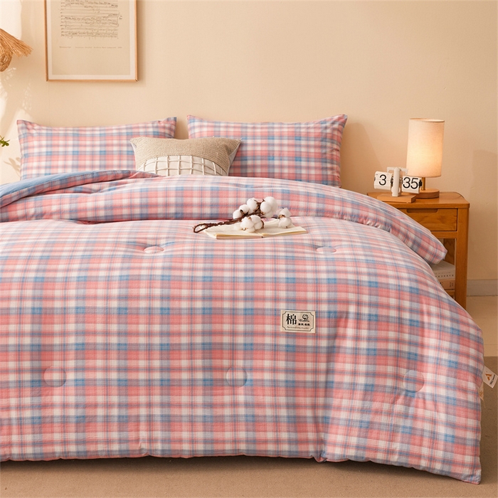 91家纺网 家纺一手货源 找家纺 晓时候 2025新款A类水洗棉冬被新疆棉花被夏被春秋被四季被子被芯 炫彩粉