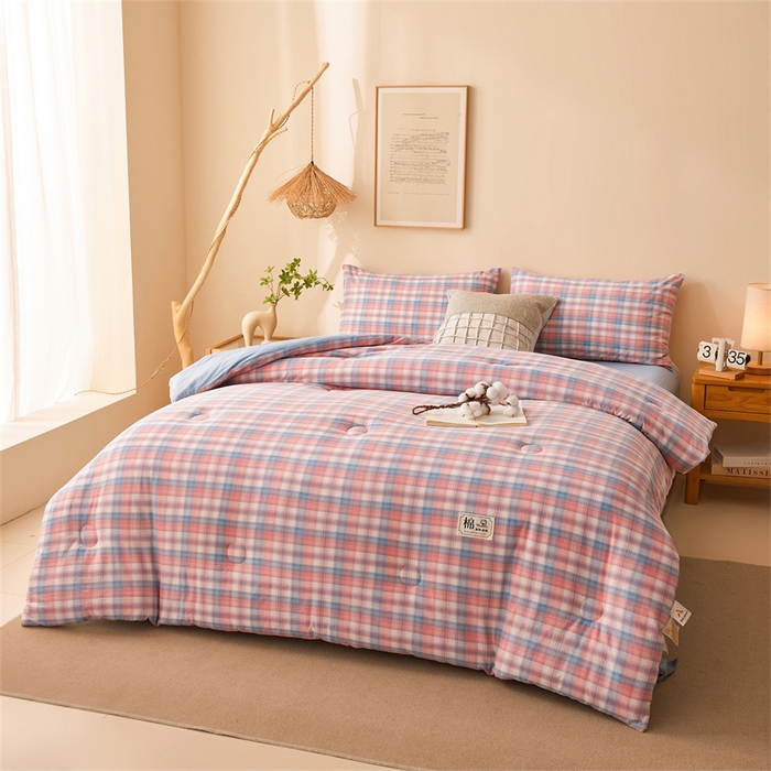 91家纺网 家纺一手货源 找家纺 晓时候 2025新款A类水洗棉冬被新疆棉花被夏被春秋被四季被子被芯 炫彩粉