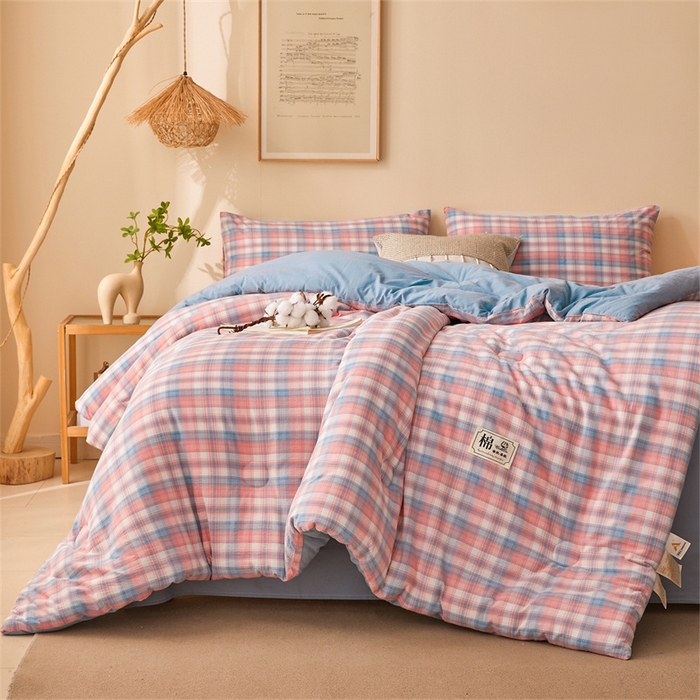 91家纺网 家纺一手货源 找家纺 晓时候 2025新款A类水洗棉冬被新疆棉花被夏被春秋被四季被子被芯 炫彩粉