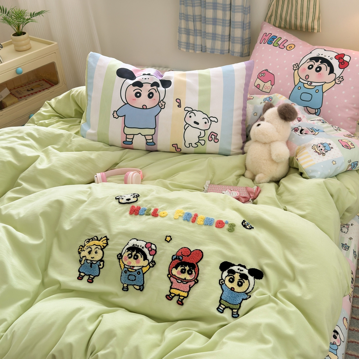 91家纺网 家纺一手货源 找家纺 一霖家纺 2025新款高克重云朵棉毛巾绣印绣四件套-小清新-第四波小清新系列 童年趣友