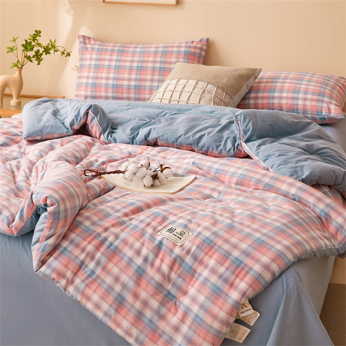 91家纺网 家纺一手货源 找家纺 晓时候 2025新款A类水洗棉冬被新疆棉花被夏被春秋被四季被子被芯 炫彩粉