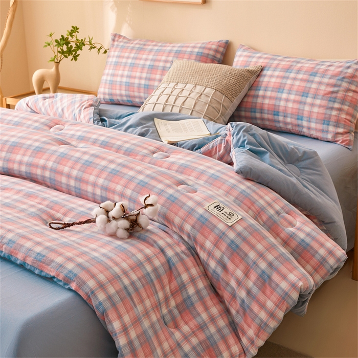 91家纺网 家纺一手货源 找家纺 晓时候 2025新款A类水洗棉冬被新疆棉花被夏被春秋被四季被子被芯 炫彩粉