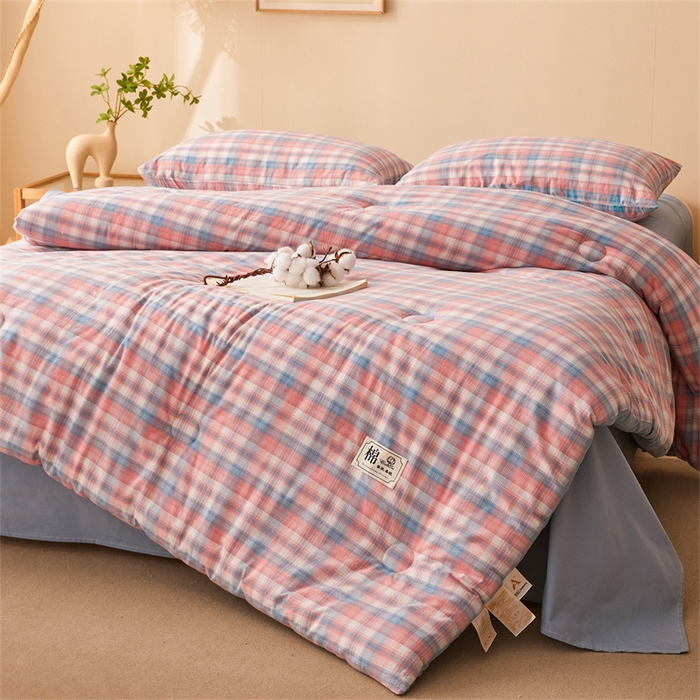 91家纺网 家纺一手货源 找家纺 晓时候 2025新款A类水洗棉冬被新疆棉花被夏被春秋被四季被子被芯 炫彩粉