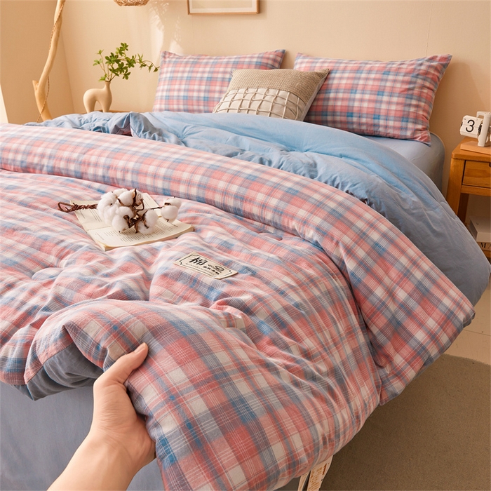 91家纺网 家纺一手货源 找家纺 晓时候 2025新款A类水洗棉冬被新疆棉花被夏被春秋被四季被子被芯 炫彩粉