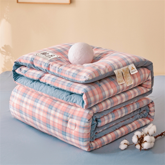 91家纺网 家纺一手货源 找家纺 晓时候 2025新款A类水洗棉冬被新疆棉花被夏被春秋被四季被子被芯 炫彩粉