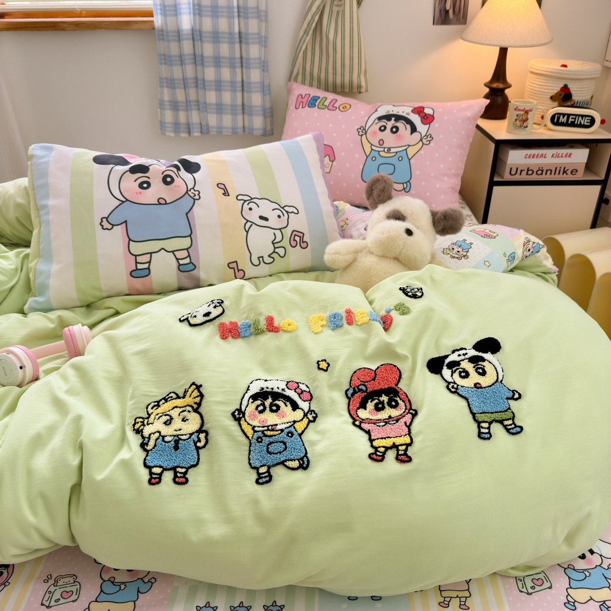 91家纺网 家纺一手货源 找家纺 一霖家纺 2025新款高克重云朵棉毛巾绣印绣四件套-小清新-第四波小清新系列 童年趣友