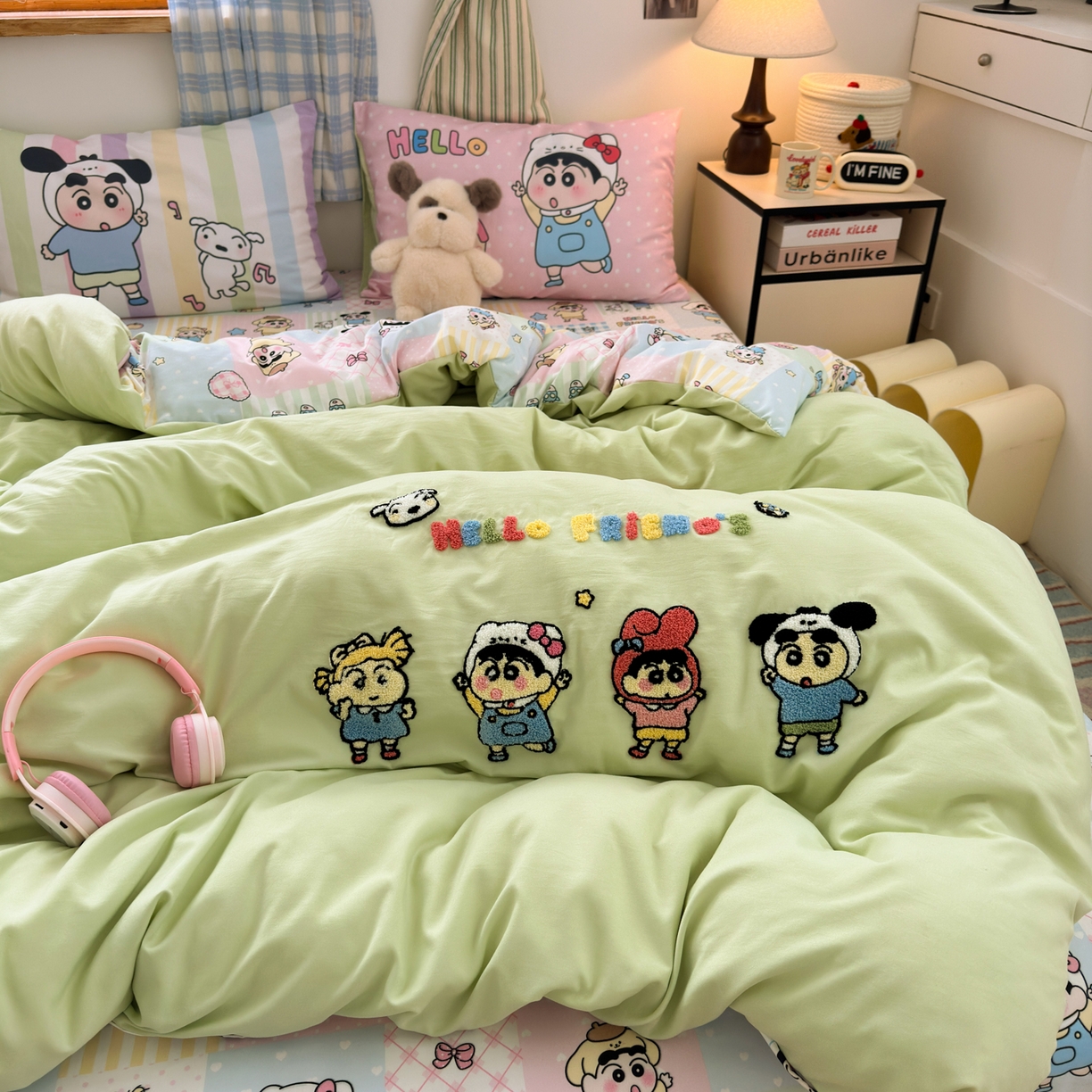 91家纺网 家纺一手货源 找家纺 一霖家纺 2025新款高克重云朵棉毛巾绣印绣四件套-小清新-第四波小清新系列 童年趣友