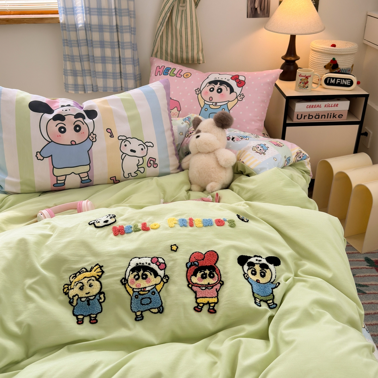 91家纺网 家纺一手货源 找家纺 一霖家纺 2025新款高克重云朵棉毛巾绣印绣四件套-小清新-第四波小清新系列 童年趣友