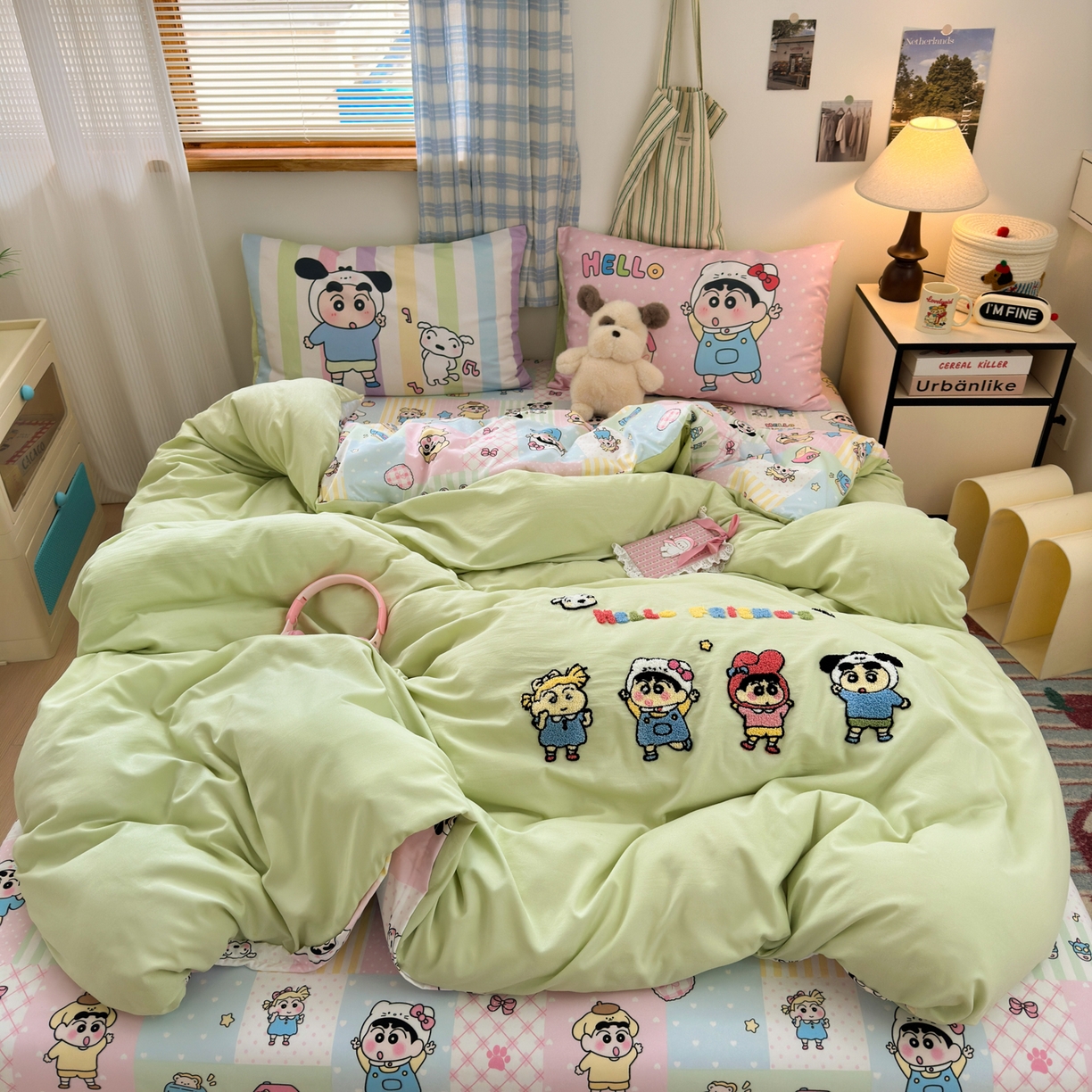 91家纺网 家纺一手货源 找家纺 一霖家纺 2025新款高克重云朵棉毛巾绣印绣四件套-小清新-第四波小清新系列 童年趣友