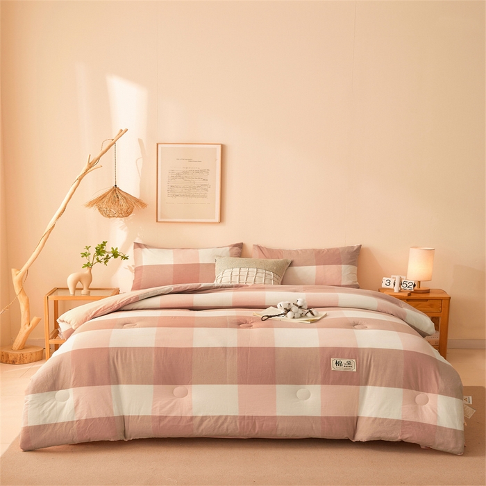 91家纺网 家纺一手货源 找家纺 晓时候 2025新款A类水洗棉冬被新疆棉花被夏被春秋被四季被子被芯 玉粉格