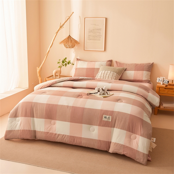 91家纺网 家纺一手货源 找家纺 晓时候 2025新款A类水洗棉冬被新疆棉花被夏被春秋被四季被子被芯 玉粉格