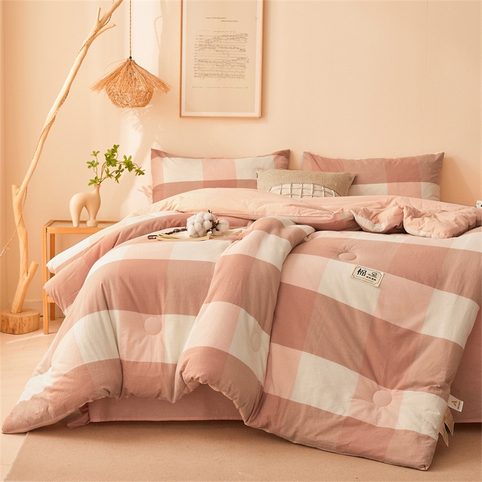 91家纺网 家纺一手货源 找家纺 晓时候 2025新款A类水洗棉冬被新疆棉花被夏被春秋被四季被子被芯 玉粉格