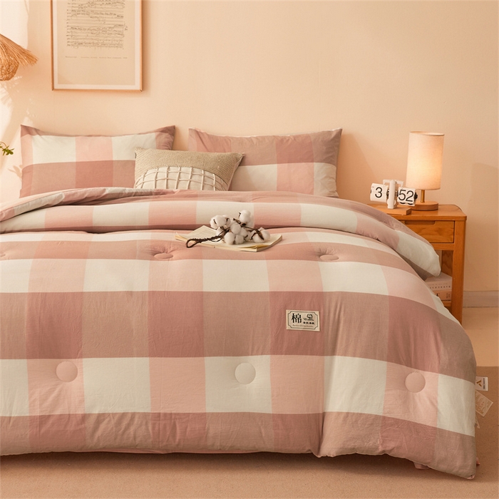 91家纺网 家纺一手货源 找家纺 晓时候 2025新款A类水洗棉冬被新疆棉花被夏被春秋被四季被子被芯 玉粉格