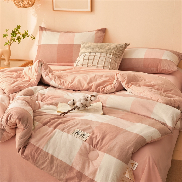 91家纺网 家纺一手货源 找家纺 晓时候 2025新款A类水洗棉冬被新疆棉花被夏被春秋被四季被子被芯 玉粉格