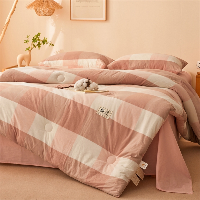 91家纺网 家纺一手货源 找家纺 晓时候 2025新款A类水洗棉冬被新疆棉花被夏被春秋被四季被子被芯 玉粉格