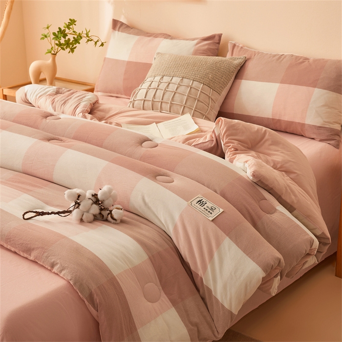 91家纺网 家纺一手货源 找家纺 晓时候 2025新款A类水洗棉冬被新疆棉花被夏被春秋被四季被子被芯 玉粉格