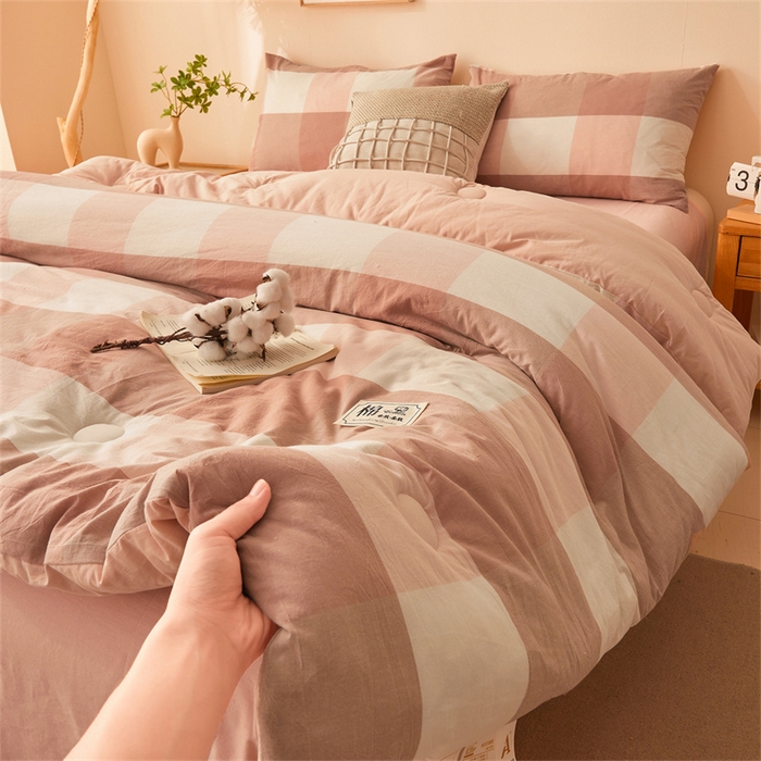 91家纺网 家纺一手货源 找家纺 晓时候 2025新款A类水洗棉冬被新疆棉花被夏被春秋被四季被子被芯 玉粉格