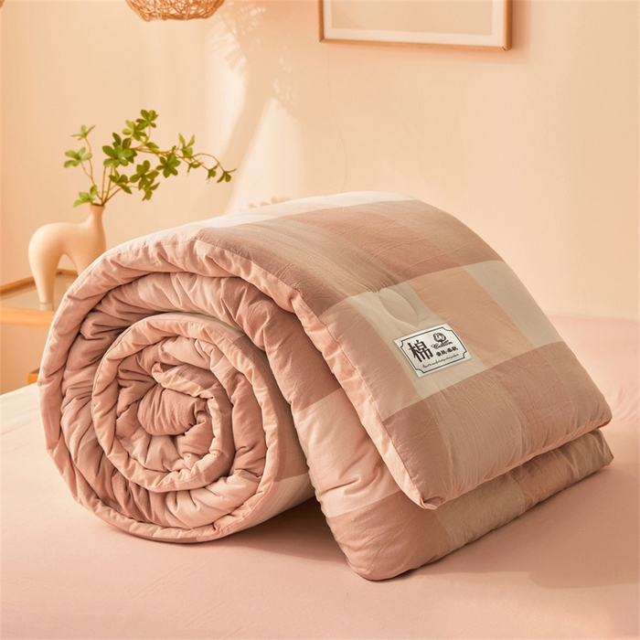 91家纺网 家纺一手货源 找家纺 晓时候 2025新款A类水洗棉冬被新疆棉花被夏被春秋被四季被子被芯 玉粉格