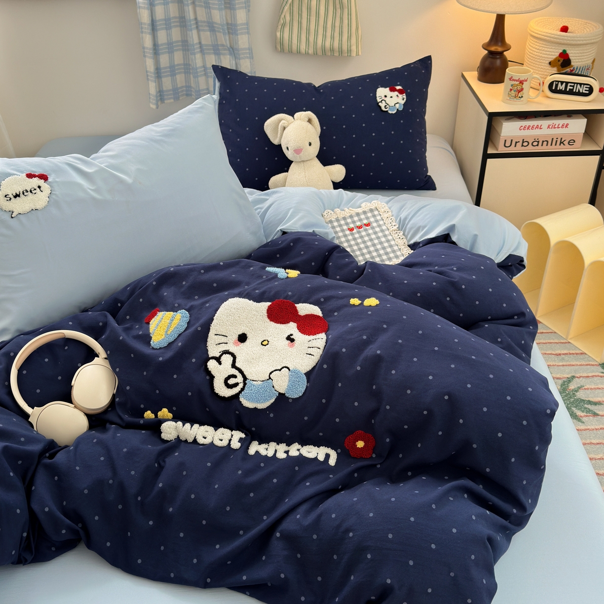 91家纺网 家纺一手货源 找家纺 一霖家纺 2025新款高克重云朵棉毛巾绣印绣四件套-小清新-第四波小清新系列 哇塞萌猫