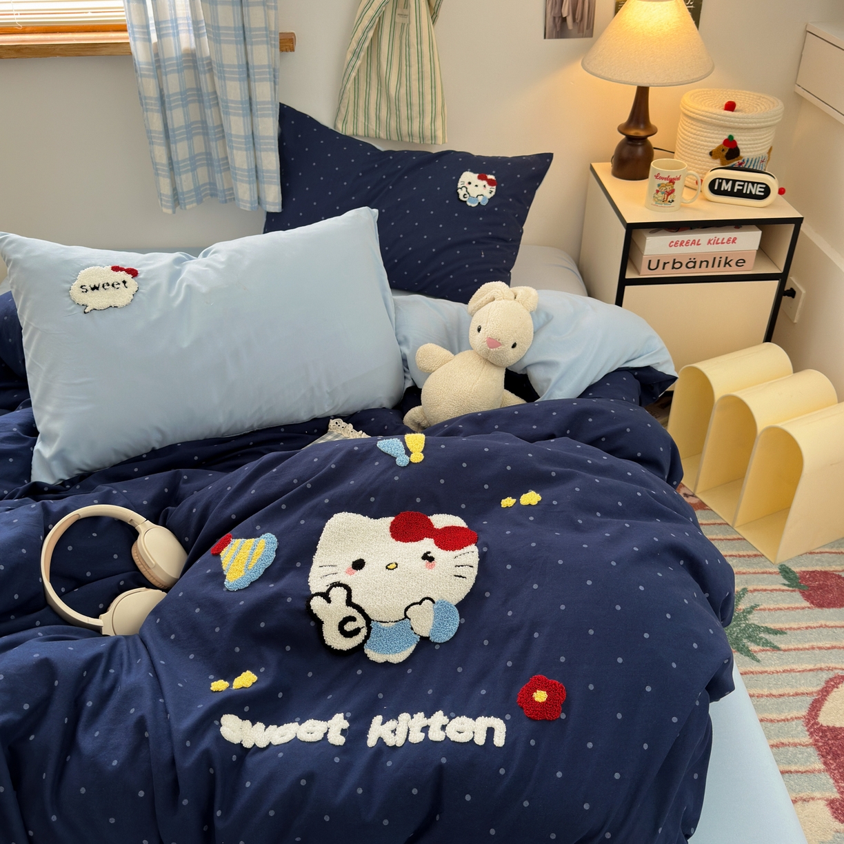 91家纺网 家纺一手货源 找家纺 一霖家纺 2025新款高克重云朵棉毛巾绣印绣四件套-小清新-第四波小清新系列 哇塞萌猫