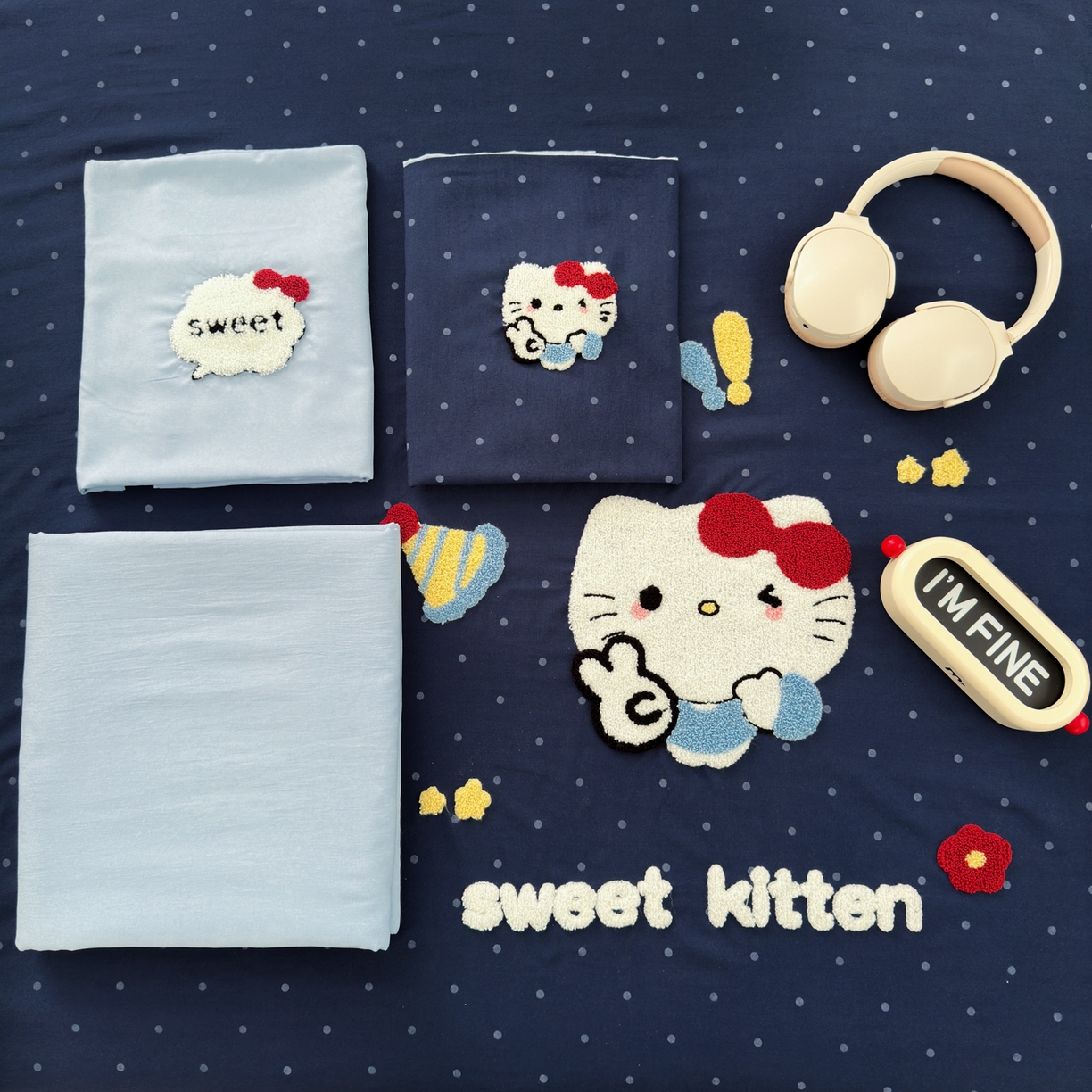 91家纺网 家纺一手货源 找家纺 一霖家纺 2025新款高克重云朵棉毛巾绣印绣四件套-小清新-第四波小清新系列 哇塞萌猫