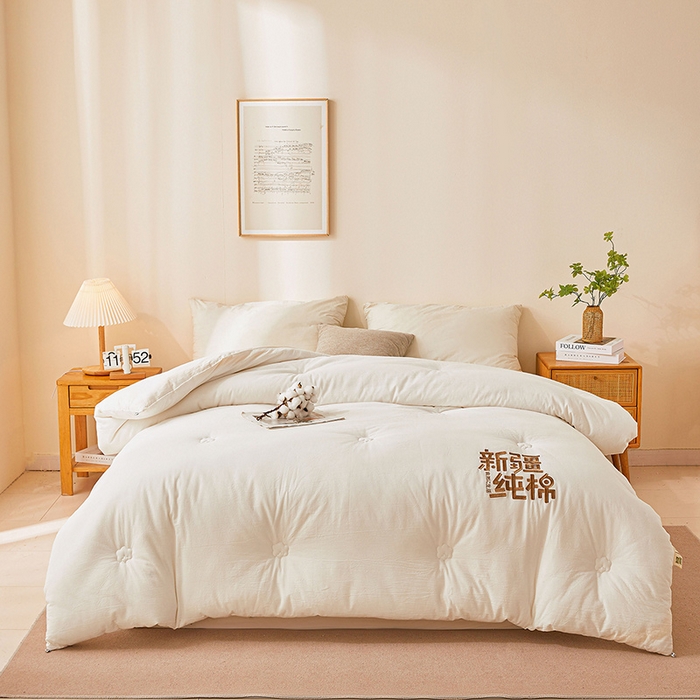 91家纺网 家纺一手货源 找家纺 （总）美梦里 2025新款刺绣款100％里外纯棉棉花冬被
