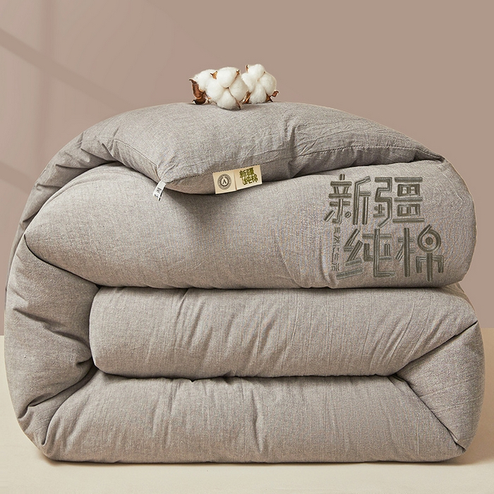 美梦里 2025新款刺绣款100％里外纯棉棉花冬被 刺绣款里外纯棉-雅灰