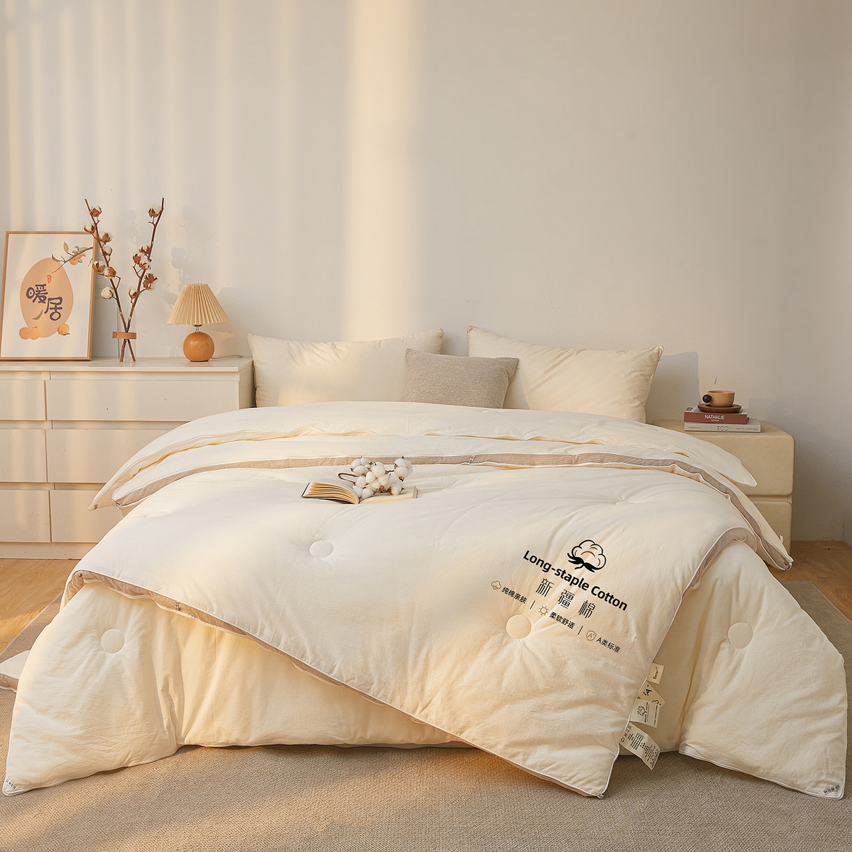 91家纺网 家纺一手货源 找家纺 （总）创优家纺 2025新款专版100%棉花被子母被春秋被冬被被子被芯拉链二合一子母被双胎被秋冬