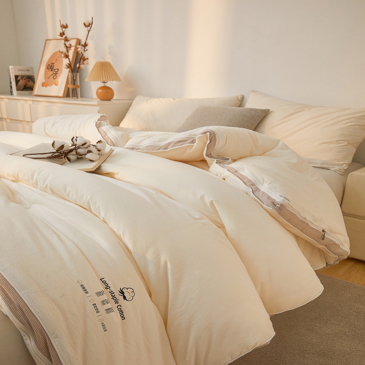 91家纺网 家纺一手货源 找家纺 （总）创优家纺 2025新款专版100%棉花被子母被春秋被冬被被子被芯拉链二合一子母被双胎被秋冬