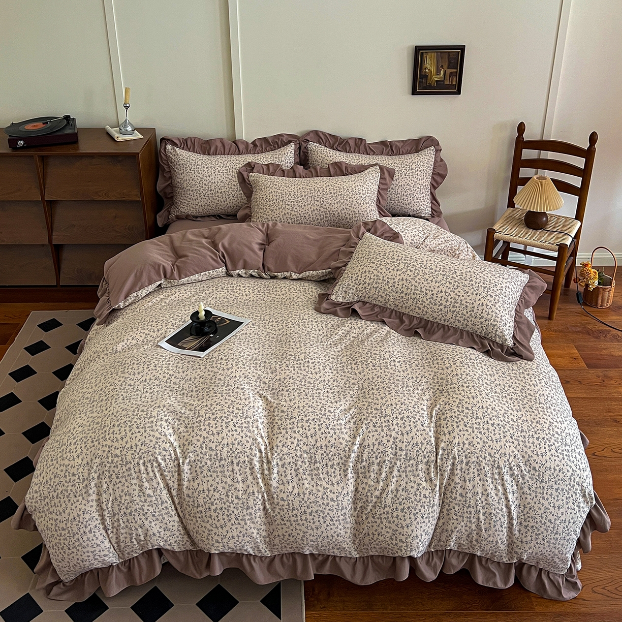 91家纺网 家纺一手货源 找家纺 （总）梦莱斯 2025新款高克重云感棉四件套-花边款