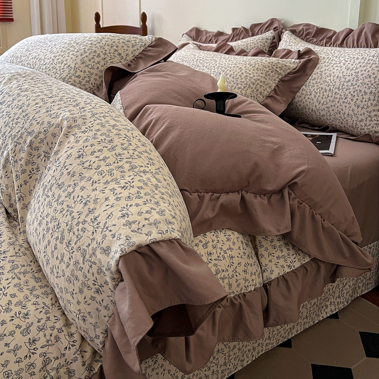 91家纺网 家纺一手货源 找家纺 （总）梦莱斯 2025新款高克重云感棉四件套-花边款