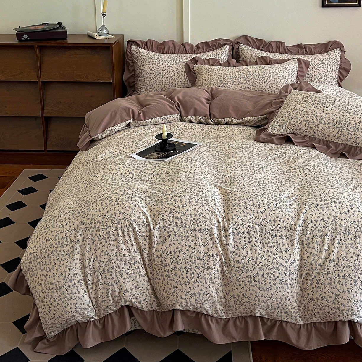 （总）梦莱斯 2025新款高克重云感棉四件套-花边款