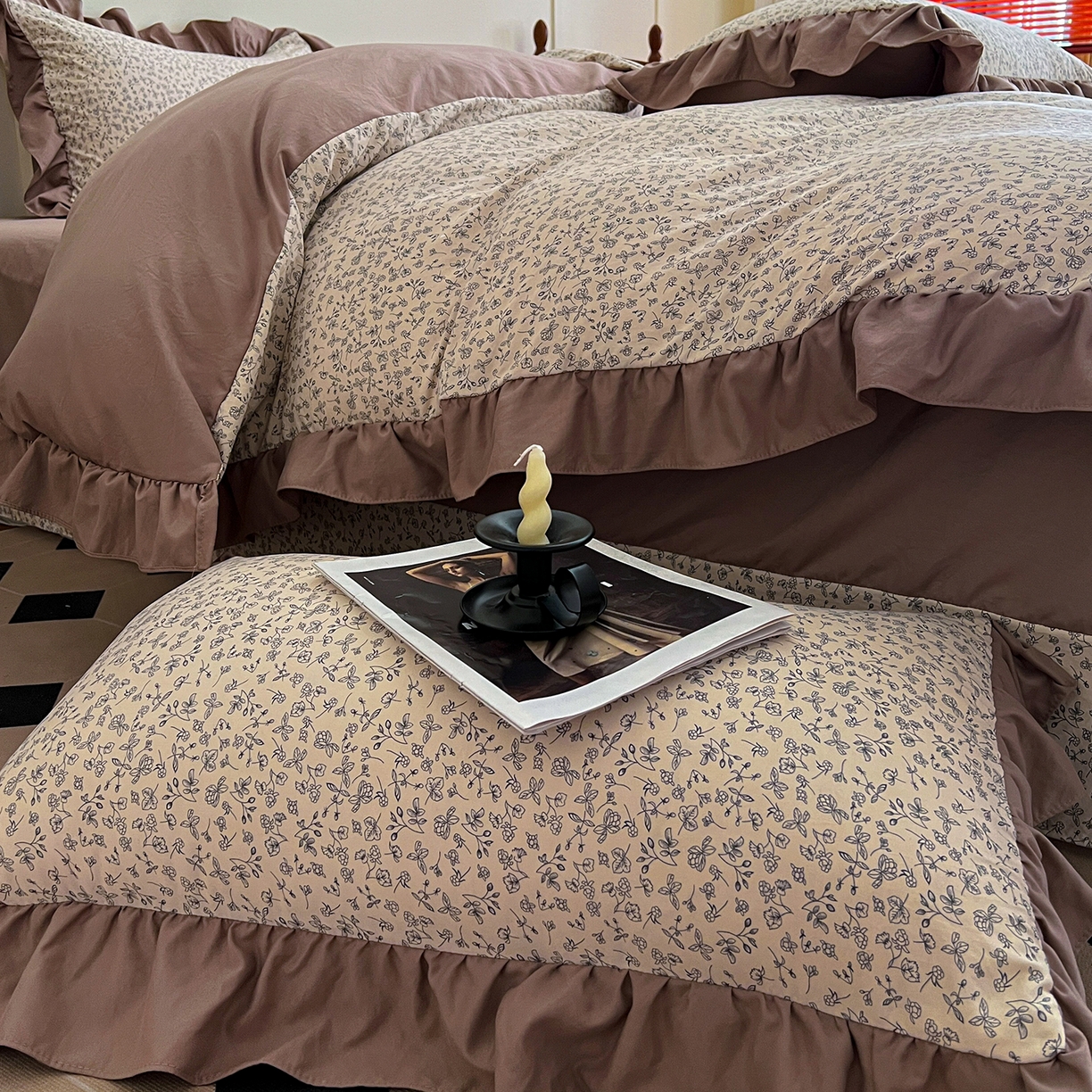 91家纺网 家纺一手货源 找家纺 （总）梦莱斯 2025新款高克重云感棉四件套-花边款