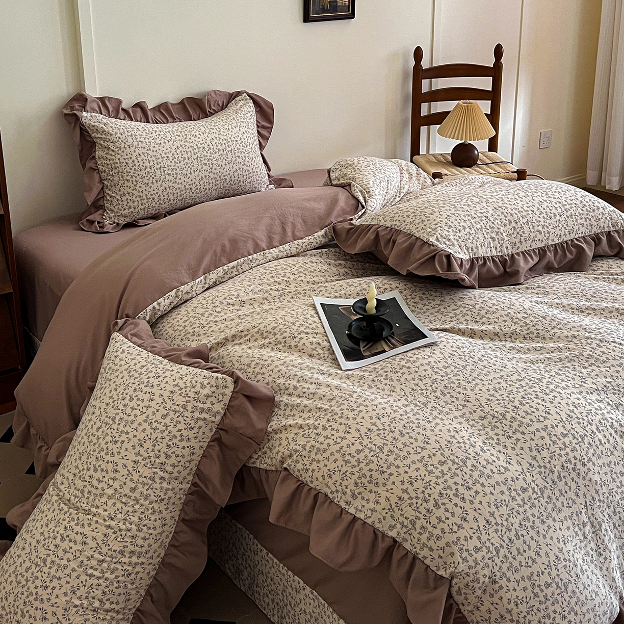 91家纺网 家纺一手货源 找家纺 （总）梦莱斯 2025新款高克重云感棉四件套-花边款