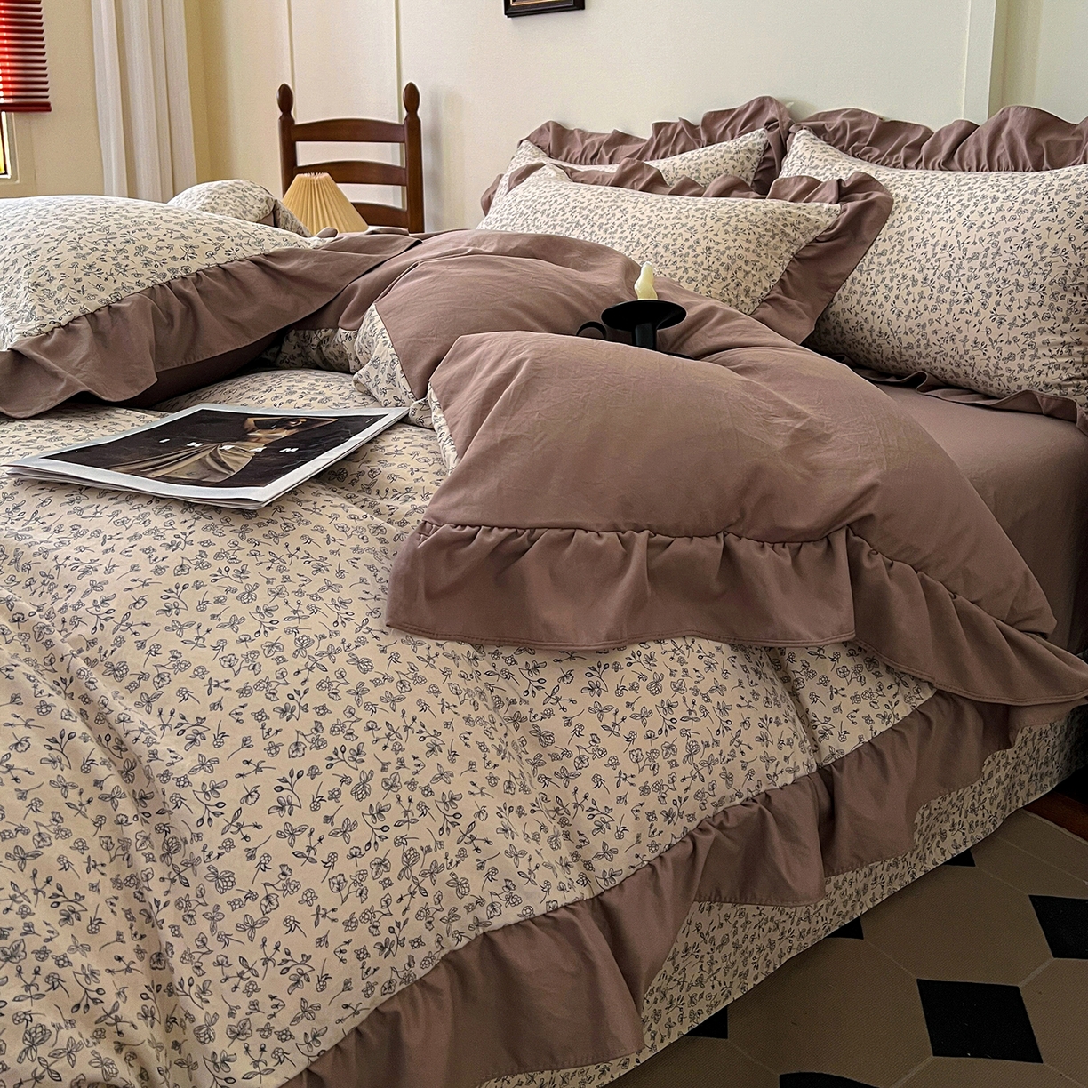 91家纺网 家纺一手货源 找家纺 梦莱斯 2025新款高克重云感棉四件套-花边款 赫拉