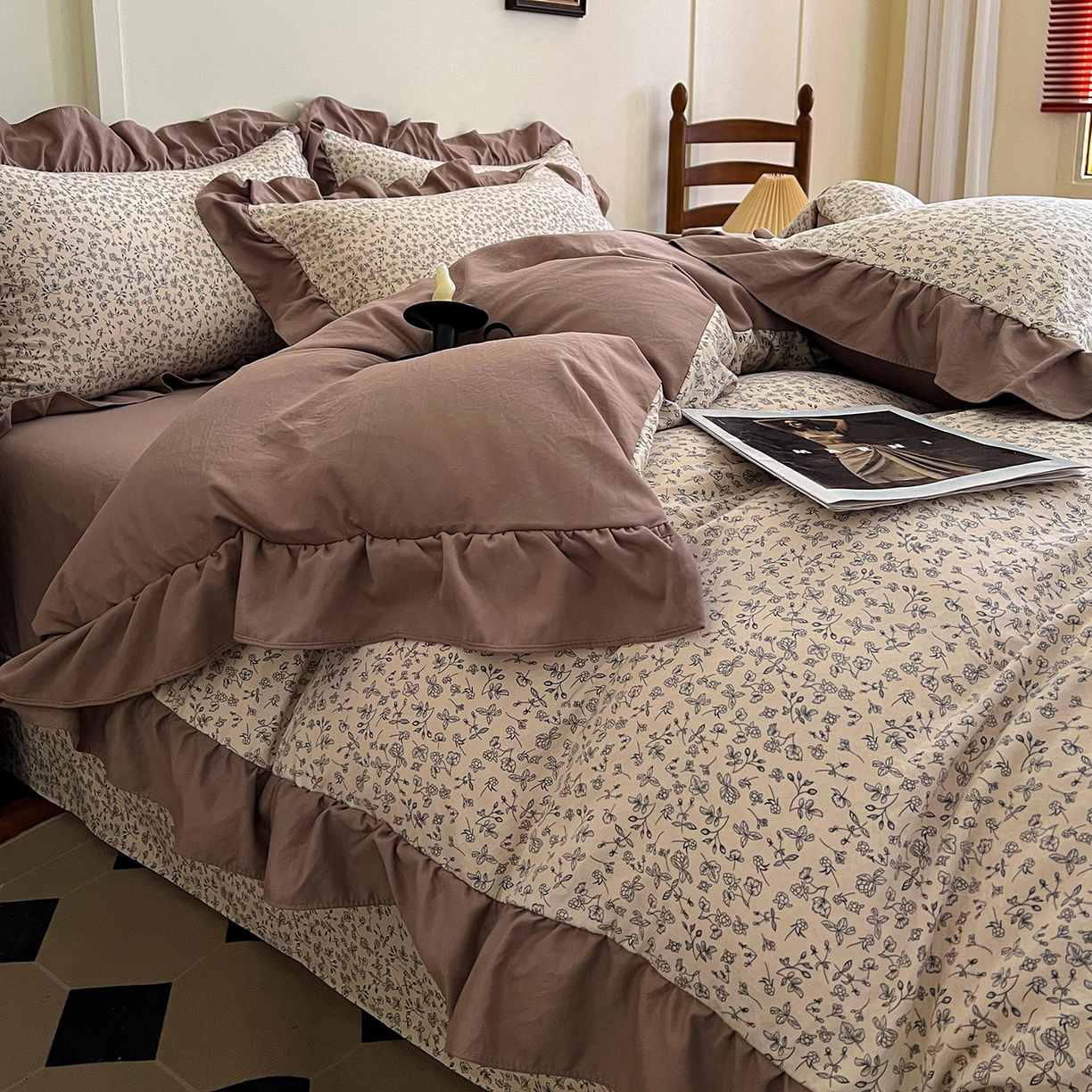 91家纺网 家纺一手货源 找家纺 梦莱斯 2025新款高克重云感棉四件套-花边款 赫拉