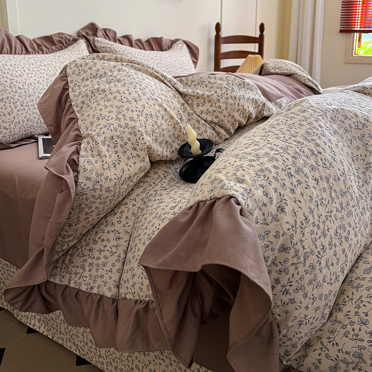 91家纺网 家纺一手货源 找家纺 梦莱斯 2025新款高克重云感棉四件套-花边款 赫拉