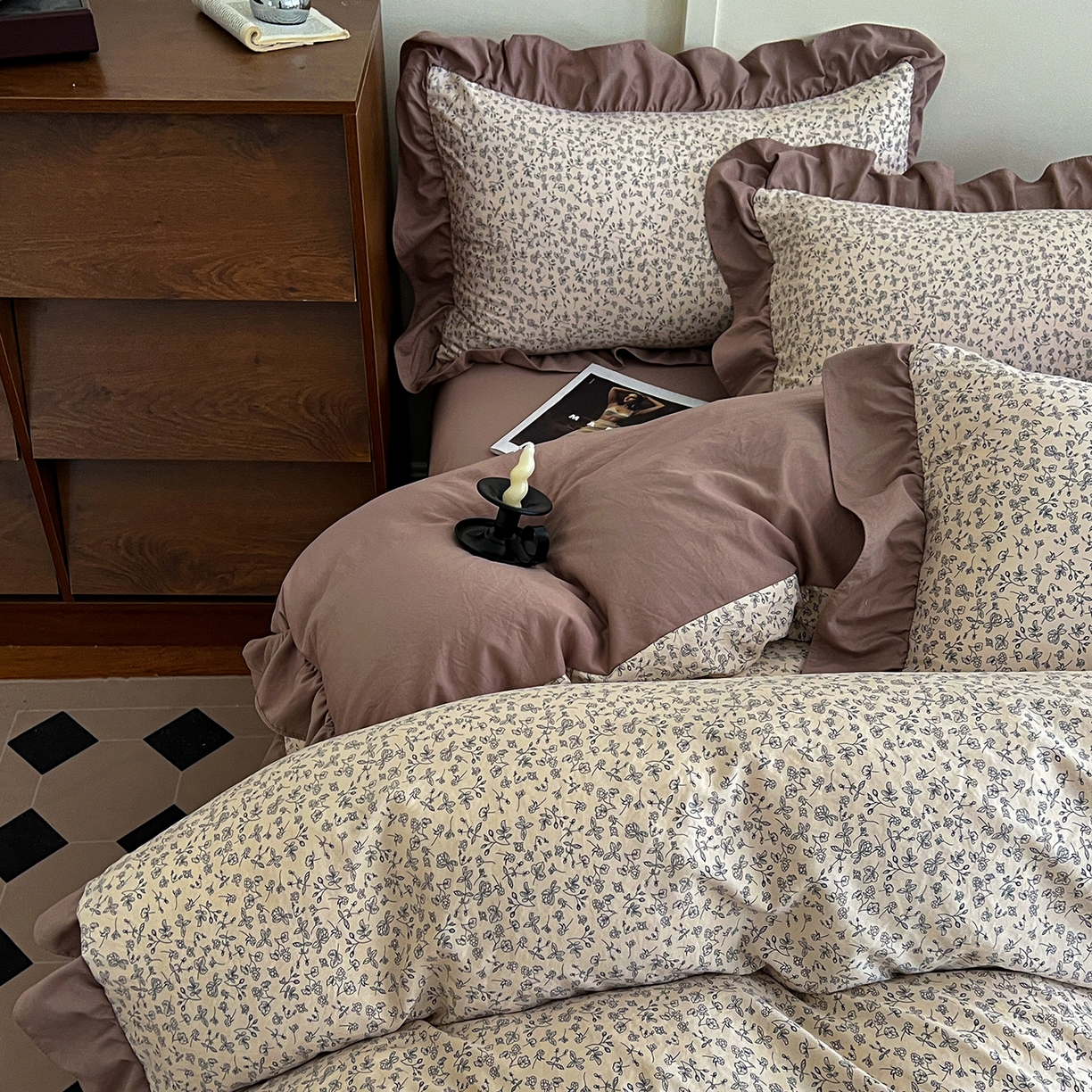 91家纺网 家纺一手货源 找家纺 梦莱斯 2025新款高克重云感棉四件套-花边款 赫拉