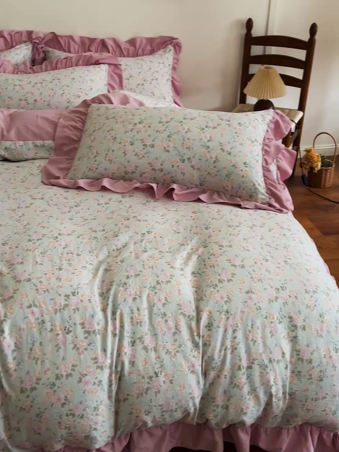 91家纺网 家纺一手货源 找家纺 梦莱斯 2025新款高克重云感棉四件套-花边款 花盖绿