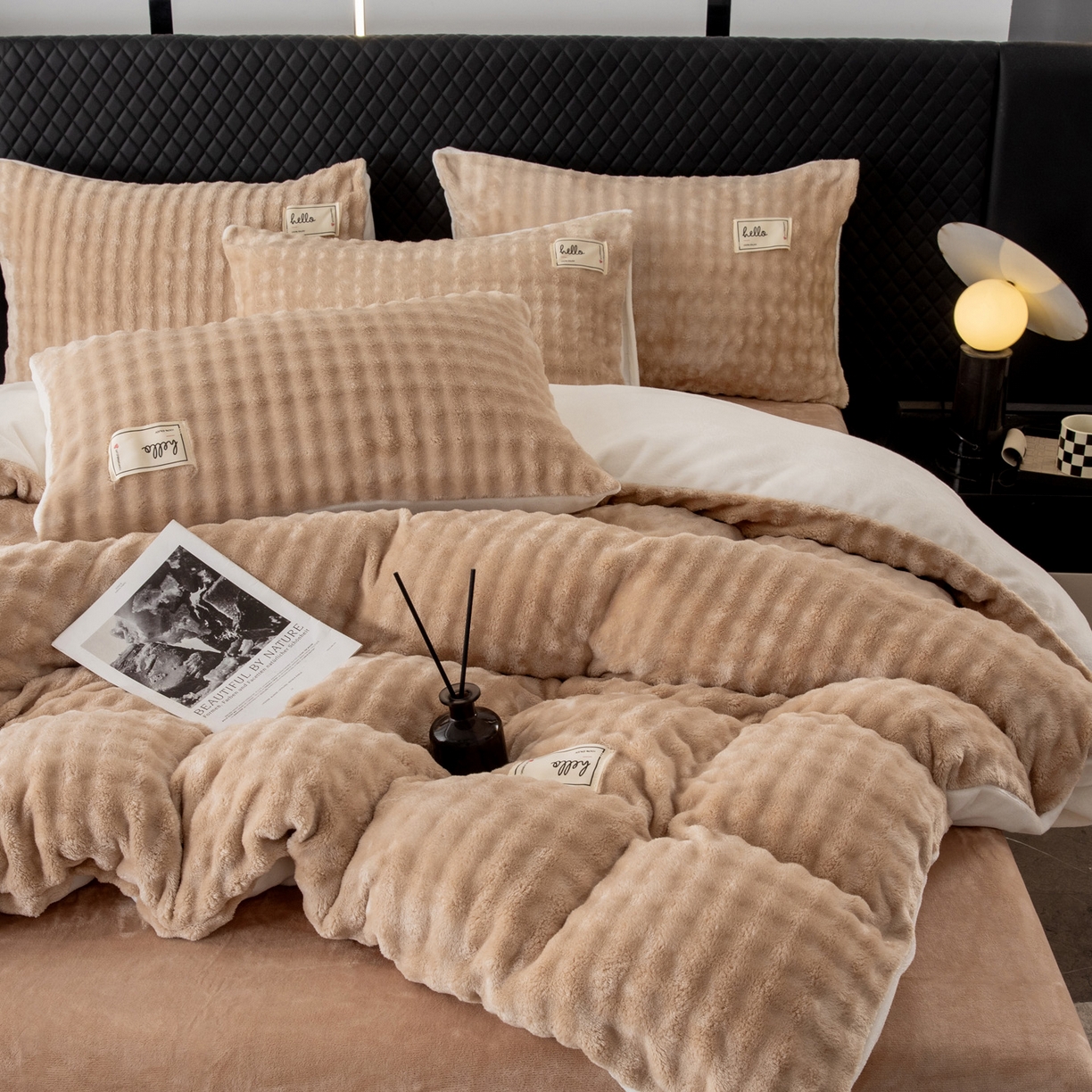 91家纺网 家纺一手货源 找家纺 莱凯家纺 2025新款泡泡牛奶绒被套单被套单品被套单件被套-泡泡 泡泡卡其+白