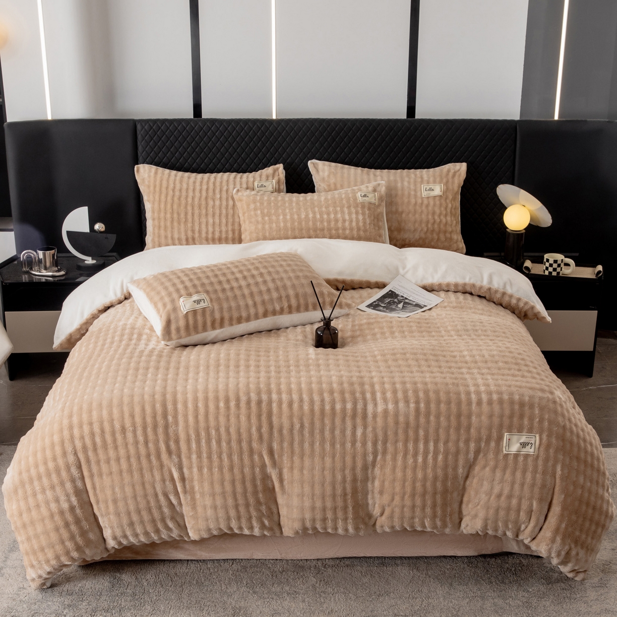 91家纺网 家纺一手货源 找家纺 莱凯家纺 2025新款泡泡牛奶绒被套单被套单品被套单件被套-泡泡 泡泡卡其+白