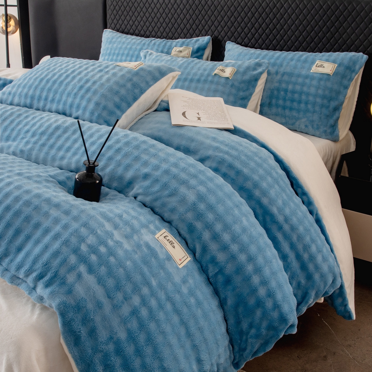 莱凯家纺 2025新款泡泡牛奶绒被套单被套单品被套单件被套-泡泡 泡泡蓝+白