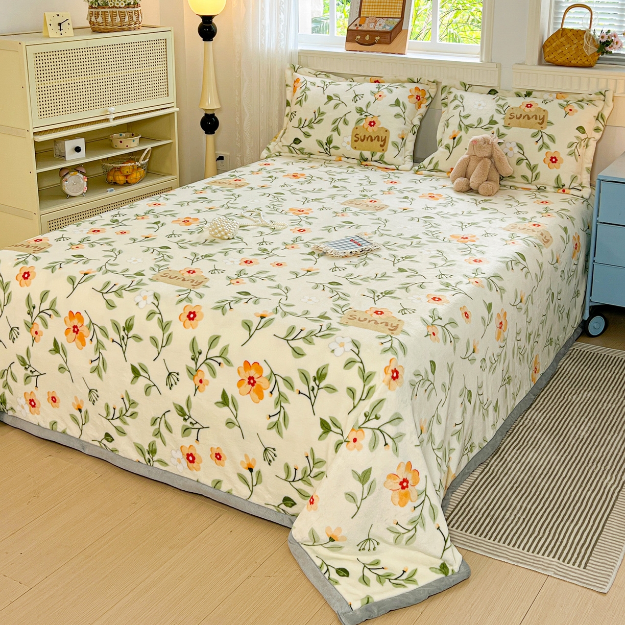 91家纺网 家纺一手货源 找家纺 （总）启发 2025新款高克重双面牛奶绒印花系列床单三件套