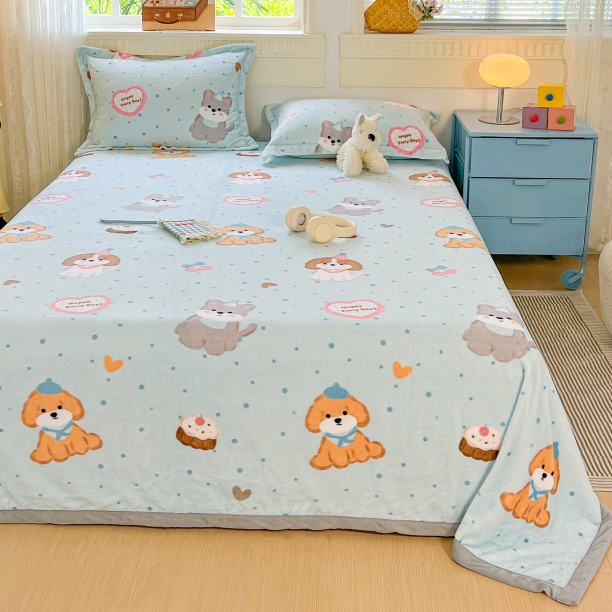 91家纺网 家纺一手货源 找家纺 （总）启发 2025新款高克重双面牛奶绒印花系列床单三件套