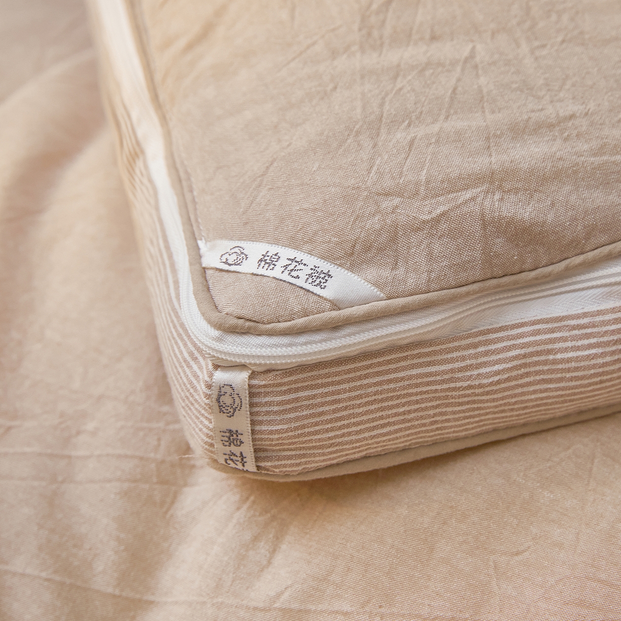 91家纺网 家纺一手货源 找家纺 创优家纺 2025新款专版100%棉花被子母被春秋被冬被被子被芯拉链二合一子母被双胎被秋冬 新疆棉子母被-卡其