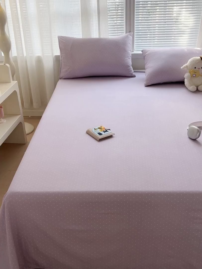 91家纺网 家纺一手货源 找家纺 （总）格真 2025新款A类云感木棉皱皱双层纱床单单床单床单单品床单三件套