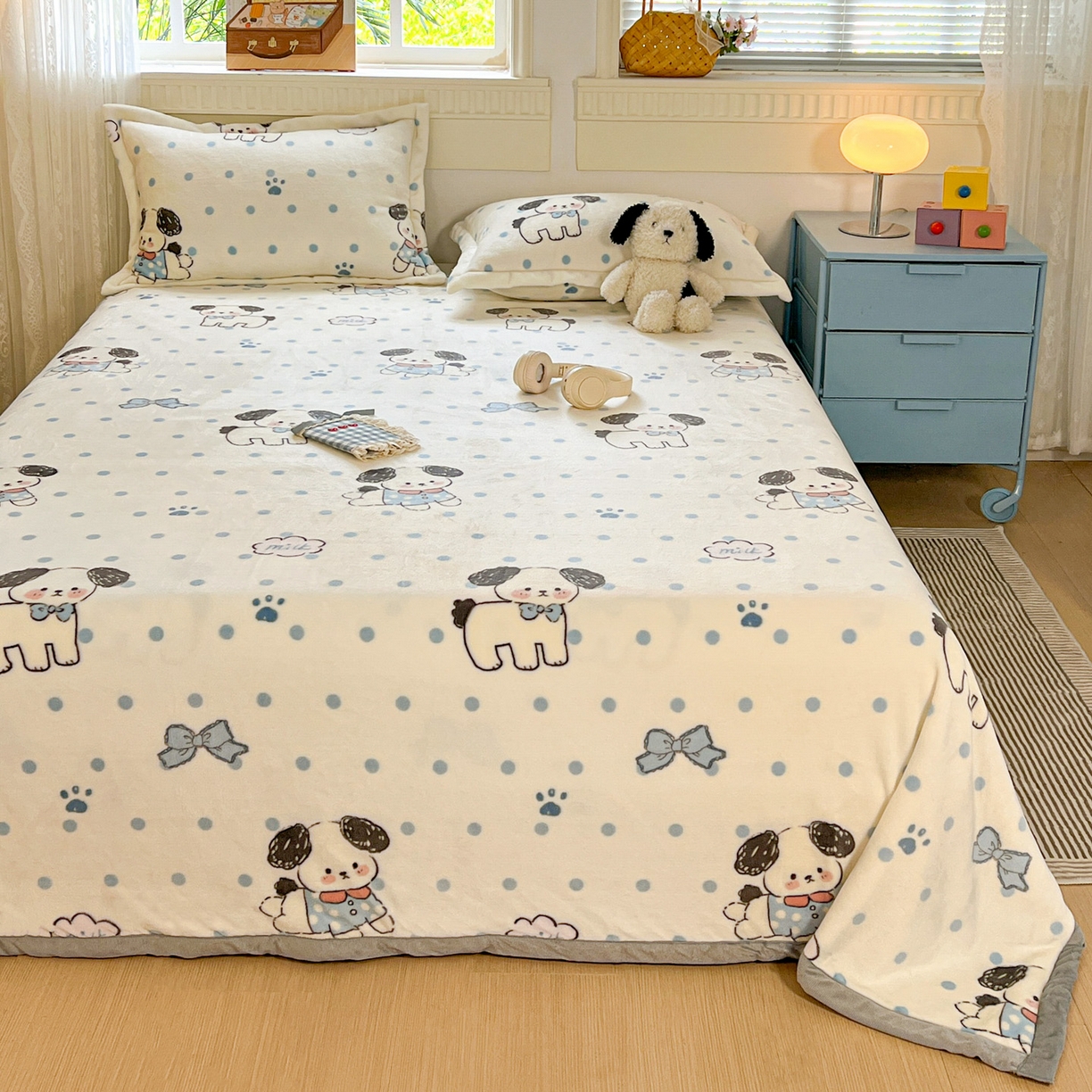 91家纺网 家纺一手货源 找家纺 （总）启发 2025新款高克重双面牛奶绒印花系列床单三件套