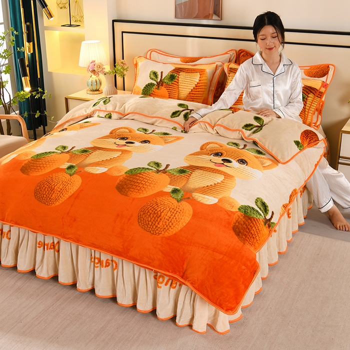 91家纺网 家纺一手货源 找家纺 （总）莱凯家纺 2025新款牛奶绒四件套保暖加厚金貂绒套件