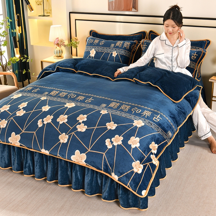 91家纺网 家纺一手货源 找家纺 （总）莱凯家纺 2025新款牛奶绒四件套保暖加厚金貂绒套件